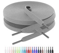 AWANGLOU Lacci piatti per scarpe da ginnastica, lacci per scarpe da ginnastica in 27 colori, diverse lunghezze, per scarpe da ginnastica all'aperto, corsa, arrampicata, sport, 12 Bianco Grigio, 28