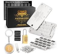 AWANGUARD Premiere - Bitcoin Crypto Steel Wallet, Backup di Frase di Recupero di 24 Parole, Portachiavi Cripto in Acciaio Offline - Compatibile con Ledger, Trezor e Tutti i Portafogli BIP 39