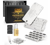 AWANGUARD Premiere Lite - Portafogli in Acciaio Bitcoin, 24 x Seed Phrase Recovery Key Backup, Offline Wallet per Chiavi crittografiche, Cold Seed Storage, Compatibile con Tutti i Portafogli BIP39