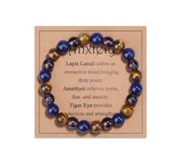 AWARDSEN Braccialetto da donna con perline di cristallo da 8 mm, pietra naturale semi preziosa, elastico, regalo per yoga, con carte spirituali, 8 mm, Pietra, Nessuna pietra preziosa