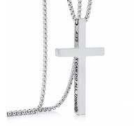 AWARDSEN Collana da uomo con croce e ciondolo a forma di crocifisso, con ciondolo a forma di crocifisso, in stile religioso della Bibbia, 4:13, gioiello da uomo per cristiano/compleanno/Ringraziamento