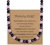 AWARDSEN Collana da uomo con perline di cristallo curativo, protezione da uomo, sollievo dall'ansia, buona fortuna, viaggi sicuri, gioielli spirituali regalo per mamma, festa del papà, compleanni