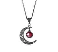 AWARDSEN Collana gotica con ciondolo a forma di luna in lega estetica scura, regalo per Halloween, Natale, Capodanno, per amanti dei cosplay (donne e uomini), Zinco