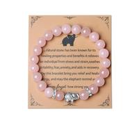AWARDSEN Regali con elefanti per donne, braccialetti con elefanti, regalo per donne, braccialetto ansia, braccialetto di perline da 8 mm con biglietto ispiratore, 8 mm, Pietra