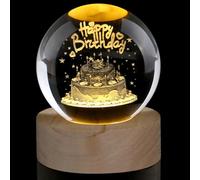 AWARDSEN Scultura di Sfera di Cristallo da 60 mm per Torta di Compleanno, Regalo di Compleanno, Sfera di Vetro Decorativa da Scrivania, Regalo di Cristallo per Amici, Festival di Compleanno