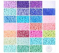 AWARDSEN Set di perline in vetro per bracciali, perline da 3 mm, da infilare con scatola contenitore, 27 colori, 8600 pezzi, piccole perline in vetro con foro per fai da te, idea regalo per vacanze