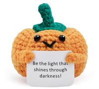 AWARDSEN Zucca di supporto emotivo con carta motivazionale Positivo Crochet Zucca Regali divertenti per donne uomini fatti a mano roba carina regali di buona fortuna