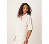 AWARE - Camicia comoda bianca testurizzata in coordinato-Bianco XL