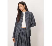 AWARE - Camicia Oxford oversize stile boyfriend blu e verde-azzurro a quadretti S