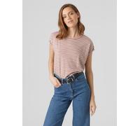 VERO MODA Vmava Plain SS Top Stripe Ga Jrs Noos Maglietta, Rosa/Strisce: Cristine, L Donna