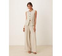 AWARE - Mix & Match - Pantaloni sartoriali premium con fondo molto ampio color pietra con pieghe sul davanti in coordinato-Neutro 32
