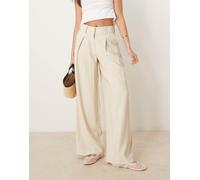 AWARE - Pantaloni color pietra a vita alta con pieghe sul davanti-Neutro L