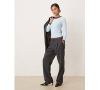 AWARE - Pantaloni mix & match a vita alta grigio scuro mélange con pieghe sul davanti 38