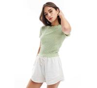 AWARE - T-shirt corta testurizzata color verde salvia S
