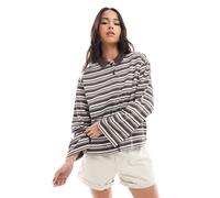 AWARE - Top polo a maniche lunghe marrone cioccolato a righe M