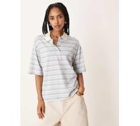 AWARE - Top polo a mezze maniche blu polvere a righe L