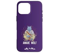 AWARE WOLF - Divertente gioco di parole per meditazione dei lupi Custodia per iPhone 16 Pro Max
