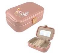 AWASG Portagioie con fiori, personalizzabile, con nome, da viaggio, da donna, ragazza, piccolo (rosa)