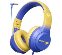 awatrue Cuffie per bambini, limitatore di volume 74/85/94 dB, cuffie sovrauricolari pieghevoli per viaggi, jack da 3,5 mm, cuffie per bambini per scuola, Chromebook, iPad, tablet, blu giallo