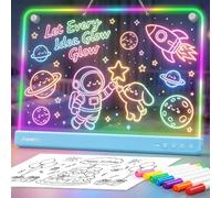 Awatty - Lavagna da disegno a LED per bambini, ricaricabile, 40,6 cm, con luce al neon, con supporto, 10 modalità di illuminazione, idea regalo per bambini/ragazze/adolescenti (blu)