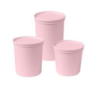 AWAVE Set di Contenitori per Alimenti Rotondi in rPET 3 Pezzi 500/800/1.000 ml, Rosa, Coperchi, Senza BPA, Sostenibile Riciclabile Lavabile in Lavastoviglie, Realizzati con Bottiglie PET Riciclate