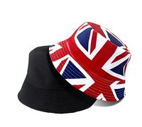 AWAVM 1 cappello Union JackBowler double face, reversibile, bandiera britannica, cappello da pescatore per l'incoronazione del re Carlo II; cappello da sole resistente alla luce, perfetto per feste in