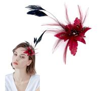 AWAVM Cappello da donna piumaggio fascia, fascinatore fiore maglia pizzo clip cappello piuma accessorio capelli copricapo, accessori per capelli da sposa per festa chiesa matrimonio cocktail jockey