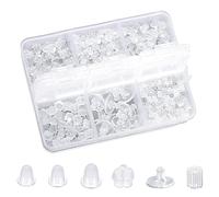 AWAVM Chiusure per orecchini in silicone, 6 stili trasparenti, in gomma morbida, chiusura sicura per ganci pesanti (600 pezzi)