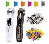 AWAVM Clam Clip Dispenser Push Stapler Creative Stapler Dispenser di pinze con 100 clip di ricarica per il fissaggio di documenti di rilegatura in carta a fogli mobili per la scuola di ufficio