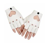 AWAVM Guanti senza dita in pelle, senza dita, neri, per donne e uomini, stile punk, con mezze dita, accessori da motociclista per moto, danza, giocatori, rock, hip hop, cosplay, bianco, Taglia unica