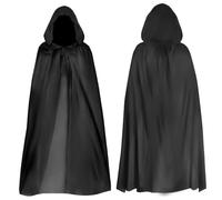 AWAVM Mantello nero con cappuccio per Halloween, mantello da mietitore, mantello nero del diavolo, cosplay, ballo di fine anno, festa in maschera, costume per adulti e bambini