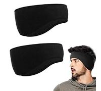 AWAVM Scaldaorecchie in pile con paraorecchie invernali, 2 fasce per adulti, uomini e donne, per stare al caldo e comodi con il nostro pile termico e elasticizzato ad alte prestazioni, Nero , 2 count