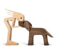 AWAVM Sculture in legno per animali domestici con famiglia di cuccioli di cane, ornamenti intagliati in legno, scultura a forma di animale, regali creativi