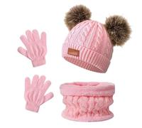 AWAVM Set di 3 pezzi per bambini invernali con cappello, sciarpa e guanti per bambini da 1 a 5 anni. Set di accessori invernali per bambini per sport all'aria aperta, set termico foderato in pile