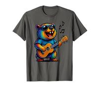 Awawa Rock Hyrax Suona Ukulele Chitarra Rainbow Hippie Divertente Maglietta