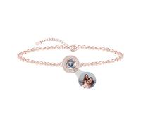 AwayHome Braccialetto di proiezione personalizzato con immagine all'interno braccialetto personalizzato con foto ciondolo cerchio gioielli commemorativi regalo di compleanno Natale San Valentino per