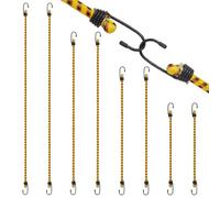 AWBEOT 10 Pezzi Corde Elastiche con Gancio, 4 Misure di Corda Elastica con Gancio,40/60 / 80/100 CM, Ganci Elastici, Cinghie Elastiche con Ganci per Teloni, Portapacchi,Campeggio,Auto,Bici, Giallo
