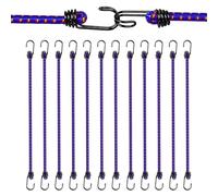 AWBEOT 12 Pezzi Corda Elastica con Gancio 70 cm Corde Elastiche con Gancio 10 mm per Teloni Occhiellati, Portapacchi, Campeggio, Giardinaggio, Auto e Bici, Blu