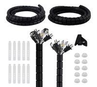 AWBEOT 2 * 3 M Avvolgicavo a spirale, Flessibile Raccogli Cavi, Raccoglicavi Spiralato, Guaina Cavi di Diametro di 22mm / 28mm, Copricavo Spirale,con Guidafilo,per Mettere in Ordine Cavo PC,TV,Nero