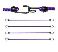 AWBEOT 4 Pezzi Corda Elastica con Gancio 150 cm Corde Elastiche con Gancio 10 mm per Teloni Occhiellati, Portapacchi, Campeggio, Giardinaggio, Auto e Bici, Blu