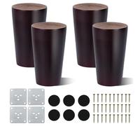 AWBEOT 4 Pezzi Gambe per Mobili in Legno 8 cm Conico Piedini per Mobili in Legno Massello Ricambio Parti di Mobili Rotondi per Divano Letto Tavolo Sedia con Piastra di Montaggio,Pad Antiscivolo,Viti