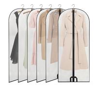 AWBEOT 6 PCS Copriabiti Antipolvere Trasparenti in PEVA Custodia Porta Abiti 60 × 140 cm Copriabiti Impermeabile Copertura Vestiti da Armadio e Viaggio per Smoking,Tute,Cappotti,Vestiti(Nero, Grande)