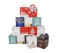 AWCIGG 24 Pezzi Scatole Regalo Natale Scatoline Natalizie Carta Scatolette Natalizie per Palline Piccole Biscotti Caramelle Scatolina Regali Contenitori