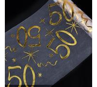 AWCIGG 50 runner da tavola per compleanno, oro lucido, decorazione da tavolo per 50° compleanno, decorazione per donna e uomo, 28 cm x 10 m, ritagliabile (50 anni)