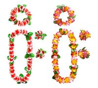 AWCIGG 8 Pezzi/2 Sets Ghirlande Hawaiane, Set di Collane Bracciale e Fascia per Capelli con Fiori Hawaiane, Ghirlanda Hawaiana per Decorazione Tropicale Festa in Spiaggia, Modello-310