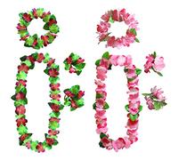 AWCIGG 8 Pezzi/2 Sets Ghirlande Hawaiane, Set di Collane Bracciale e Fascia per Capelli con Fiori Hawaiane, Ghirlanda Hawaiana per Decorazione Tropicale Festa in Spiaggia, Modello-308