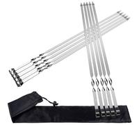 AWCIGG® Spiedini per Barbecue, 10 Pezzi Spiedini Grigliati in Acciaio Inox, 55 cm Extra Lunghi, Riutilizzabili, Spiedini Piatti in Metallo per Barbecue con Borsa