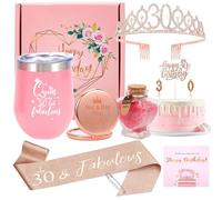 AWDK Regali compleanno per donna, 30th regalo per donna, Tiara e corona con sash