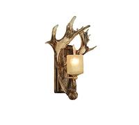 AWEITG Applique da parete rustica corno di cervo con paralume in vetro smerigliato - Lampadario vintage for sala da pranzo, soggiorno, caffetteria e bar(Ivory White)