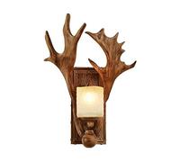 AWEITG Applique da parete rustica corno di cervo con paralume in vetro smerigliato - Lampadario vintage for sala da pranzo, soggiorno, caffetteria e bar(Coffee)